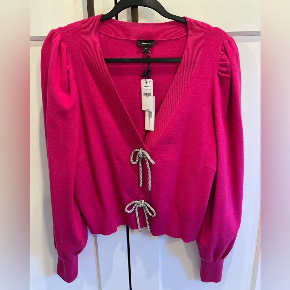 Express Cardigan with Embellished Bows